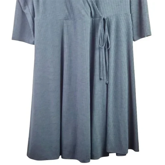 Torrid Teal Ribbed Knit Faux Wrap Dress Sz 1 (14/16) - Picture 5 of 10